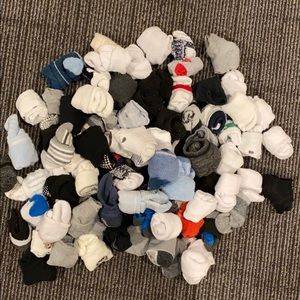80+ pairs baby boy socks- newborn through 12 month
